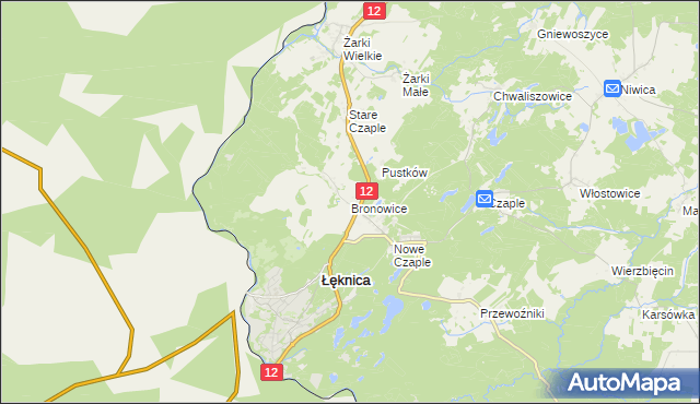 mapa Bronowice gmina Trzebiel, Bronowice gmina Trzebiel na mapie Targeo