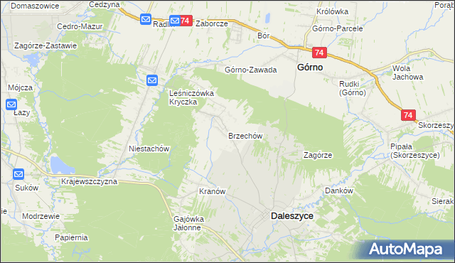 mapa Brzechów, Brzechów na mapie Targeo