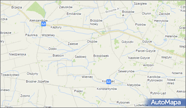 mapa Brzozówek, Brzozówek na mapie Targeo