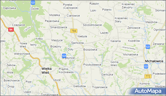 mapa Brzozówka gmina Zielonki, Brzozówka gmina Zielonki na mapie Targeo