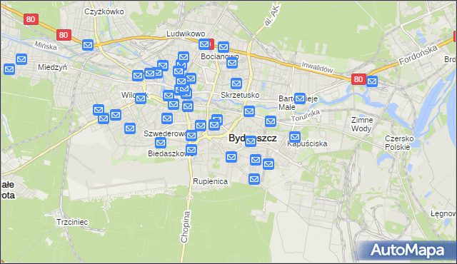 mapa Bydgoszczy, Bydgoszcz na mapie Targeo