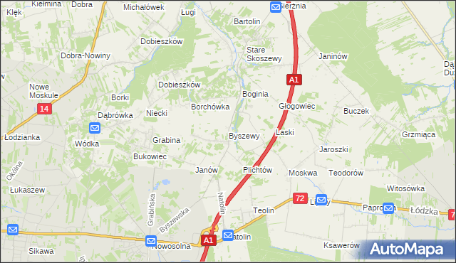 mapa Byszewy, Byszewy na mapie Targeo