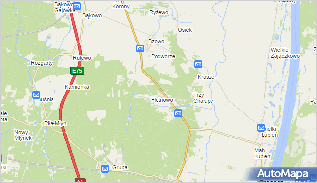 mapa Bzowo Leśniczówka, Bzowo Leśniczówka na mapie Targeo