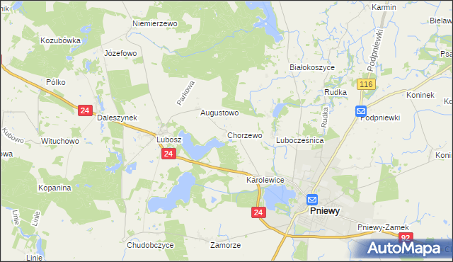 mapa Chorzewo gmina Kwilcz, Chorzewo gmina Kwilcz na mapie Targeo