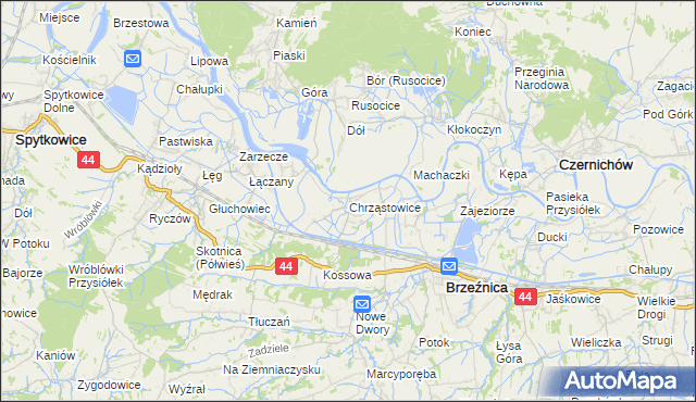 mapa Chrząstowice gmina Brzeźnica, Chrząstowice gmina Brzeźnica na mapie Targeo