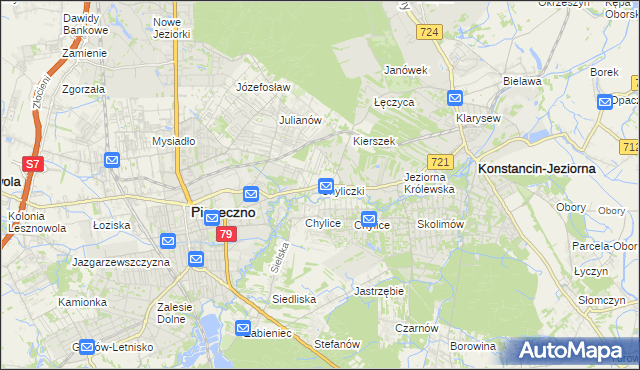 mapa Chyliczki gmina Piaseczno, Chyliczki gmina Piaseczno na mapie Targeo