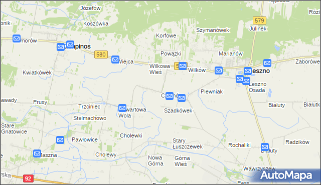 mapa Czarnów gmina Leszno, Czarnów gmina Leszno na mapie Targeo