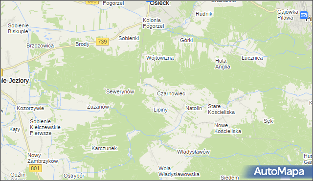 mapa Czarnowiec gmina Osieck, Czarnowiec gmina Osieck na mapie Targeo