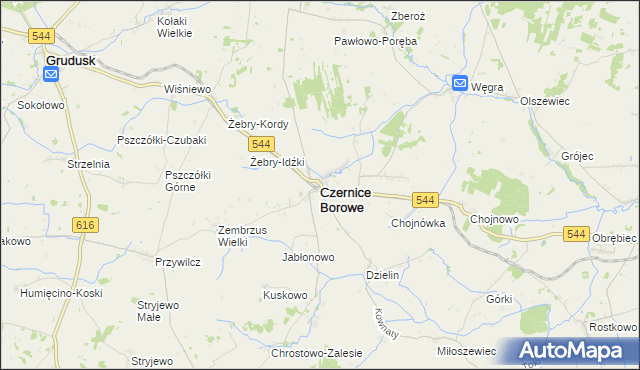 mapa Czernice Borowe, Czernice Borowe na mapie Targeo