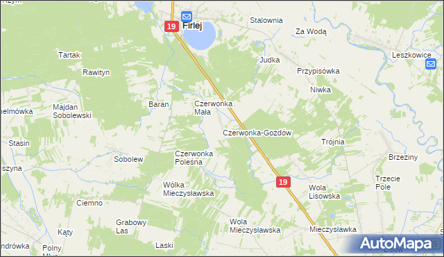mapa Czerwonka-Gozdów, Czerwonka-Gozdów na mapie Targeo