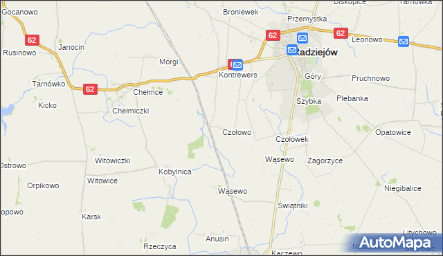 mapa Czołowo gmina Radziejów, Czołowo gmina Radziejów na mapie Targeo