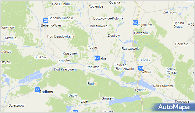 mapa Dąbie gmina Włoszczowa, Dąbie gmina Włoszczowa na mapie Targeo