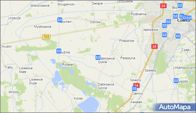 mapa Dąbkowice Dolne, Dąbkowice Dolne na mapie Targeo