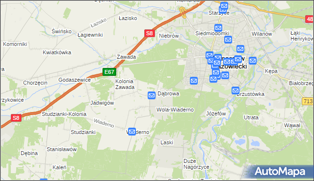 mapa Dąbrowa gmina Tomaszów Mazowiecki, Dąbrowa gmina Tomaszów Mazowiecki na mapie Targeo