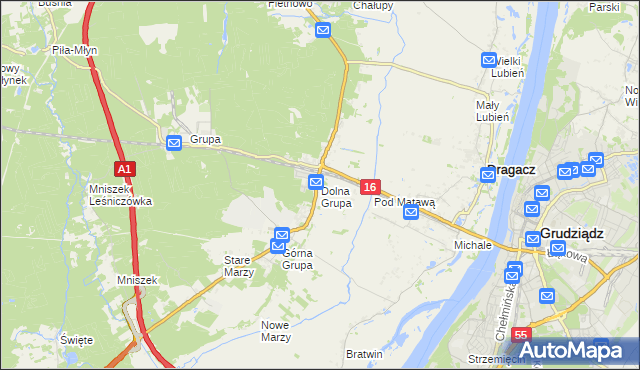 mapa Dolna Grupa, Dolna Grupa na mapie Targeo