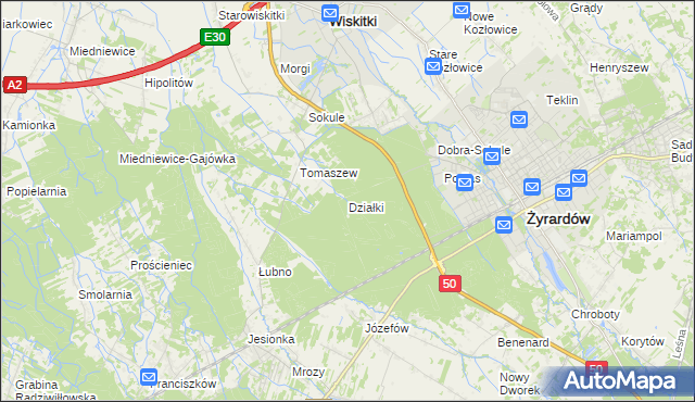 mapa Działki gmina Wiskitki, Działki gmina Wiskitki na mapie Targeo