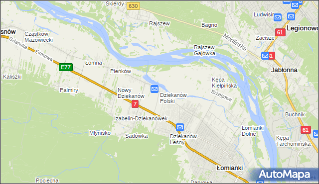 mapa Dziekanów Polski, Dziekanów Polski na mapie Targeo