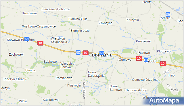 mapa Dzierzążnia, Dzierzążnia na mapie Targeo