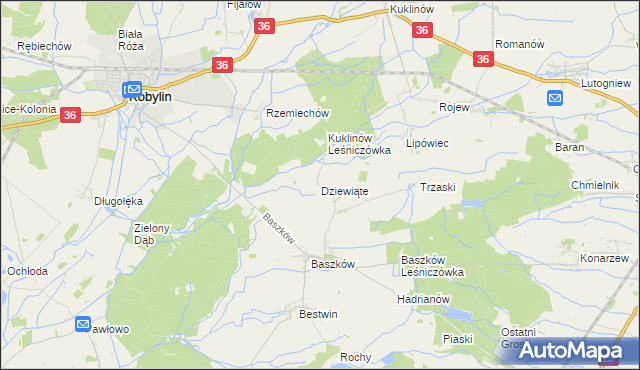 mapa Dziewiąte, Dziewiąte na mapie Targeo