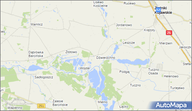 mapa Dźwierzchno, Dźwierzchno na mapie Targeo