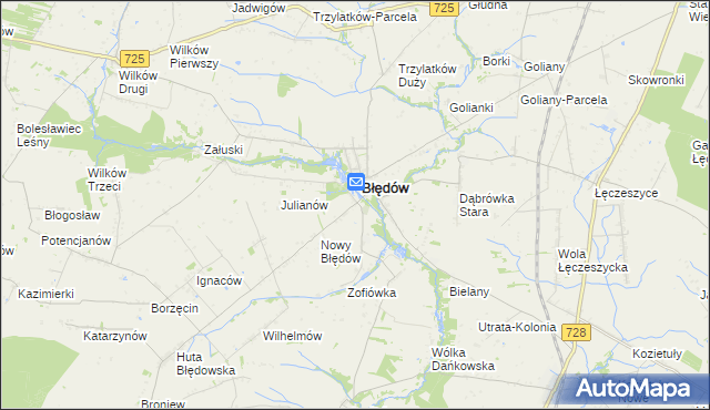 mapa Fabianów gmina Błędów, Fabianów gmina Błędów na mapie Targeo