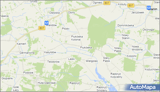 mapa Fiukówka gmina Krzywda, Fiukówka gmina Krzywda na mapie Targeo