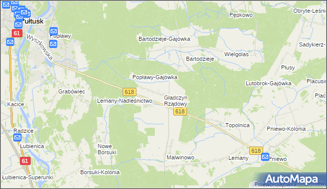 mapa Gładczyn Rządowy, Gładczyn Rządowy na mapie Targeo