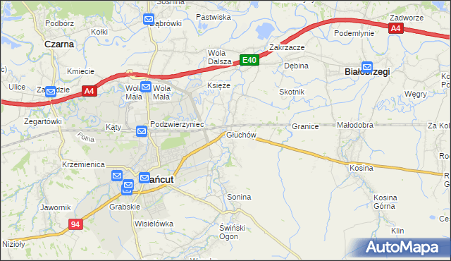 mapa Głuchów gmina Łańcut, Głuchów gmina Łańcut na mapie Targeo