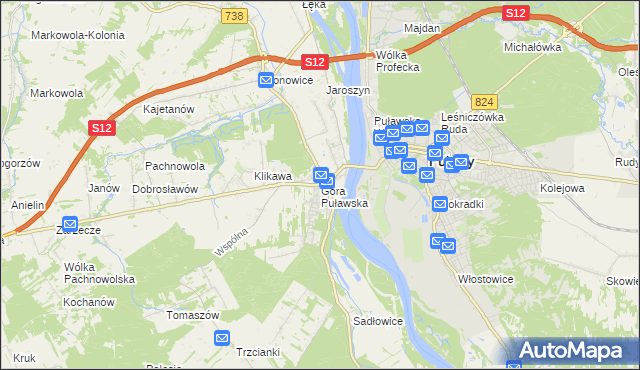 mapa Góra Puławska, Góra Puławska na mapie Targeo