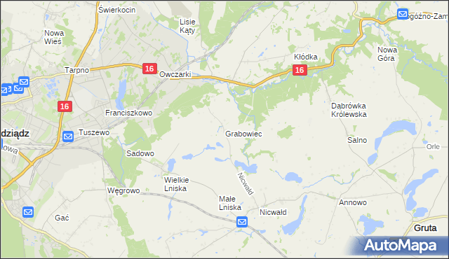mapa Grabowiec gmina Grudziądz, Grabowiec gmina Grudziądz na mapie Targeo