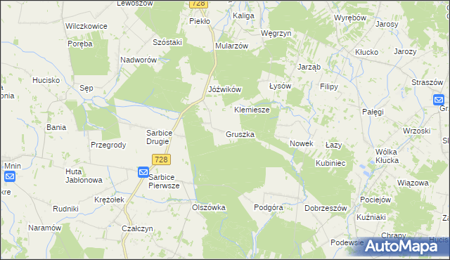 mapa Gruszka gmina Radoszyce, Gruszka gmina Radoszyce na mapie Targeo