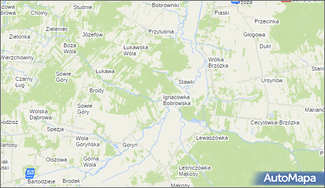 mapa Ignacówka Bobrowska, Ignacówka Bobrowska na mapie Targeo