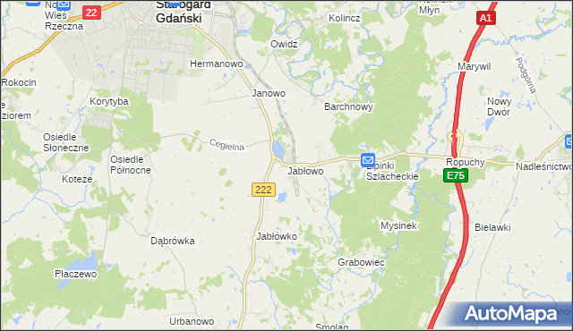 mapa Jabłowo, Jabłowo na mapie Targeo