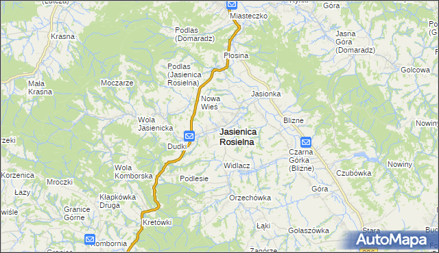 mapa Jasienica Rosielna, Jasienica Rosielna na mapie Targeo