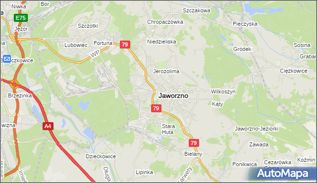 mapa Jaworzno, Jaworzno na mapie Targeo