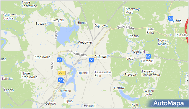 mapa Jeżewo powiat świecki, Jeżewo powiat świecki na mapie Targeo