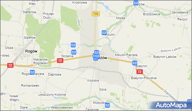 mapa Jeżów powiat brzeziński, Jeżów powiat brzeziński na mapie Targeo