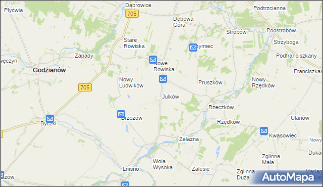 mapa Julków gmina Skierniewice, Julków gmina Skierniewice na mapie Targeo