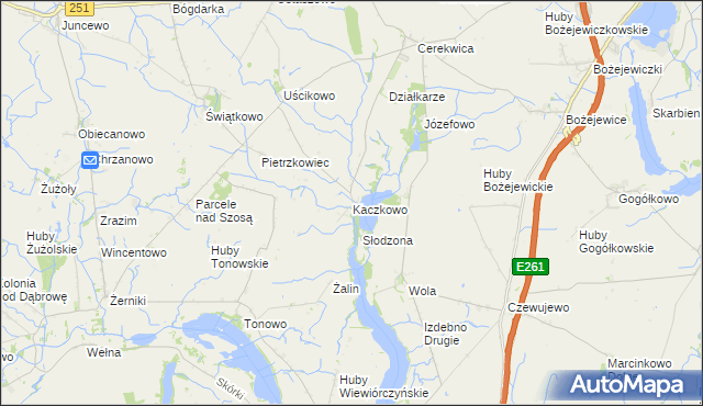 mapa Kaczkowo gmina Żnin, Kaczkowo gmina Żnin na mapie Targeo