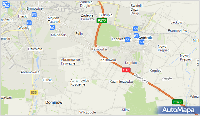 mapa Kalinówka gmina Głusk, Kalinówka gmina Głusk na mapie Targeo