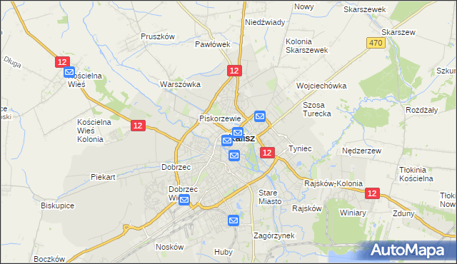 mapa Kalisza, Kalisz na mapie Targeo