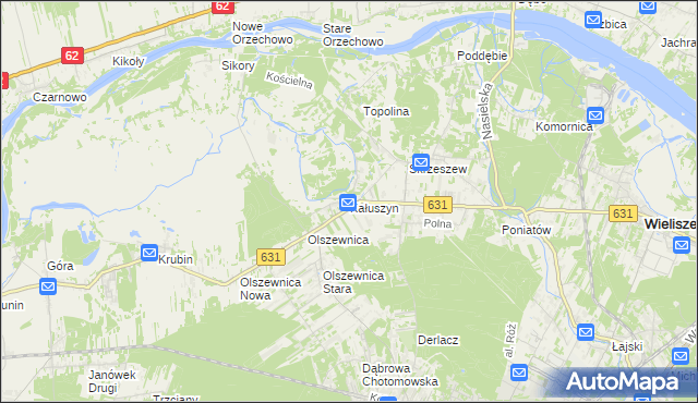 mapa Kałuszyn gmina Wieliszew, Kałuszyn gmina Wieliszew na mapie Targeo