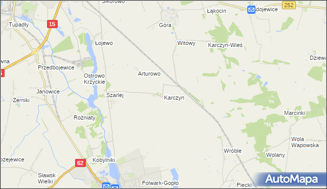 mapa Karczyn gmina Kruszwica, Karczyn gmina Kruszwica na mapie Targeo