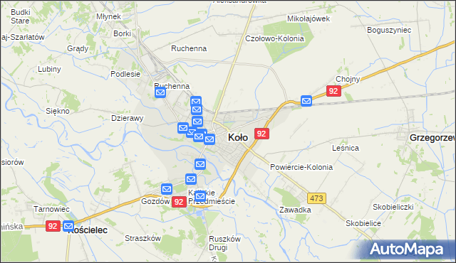 mapa Koło, Koło na mapie Targeo