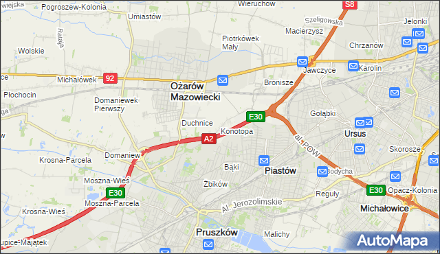 mapa Konotopa gmina Ożarów Mazowiecki, Konotopa gmina Ożarów Mazowiecki na mapie Targeo