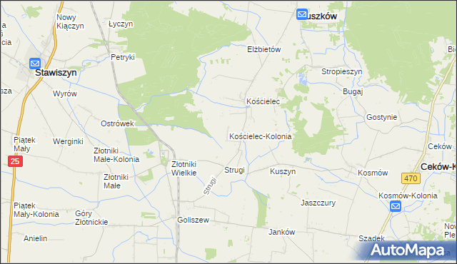 mapa Kościelec-Kolonia, Kościelec-Kolonia na mapie Targeo