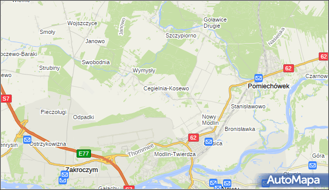 mapa Kosewo gmina Pomiechówek, Kosewo gmina Pomiechówek na mapie Targeo