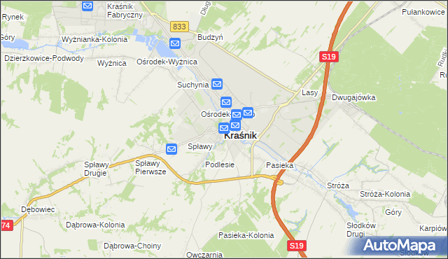 mapa Kraśnik, Kraśnik na mapie Targeo