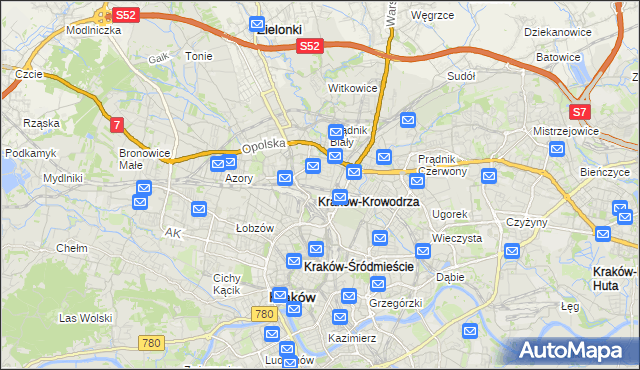 mapa Krowodrza, Krowodrza na mapie Targeo