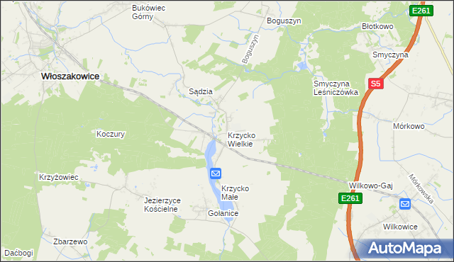 mapa Krzycko Wielkie, Krzycko Wielkie na mapie Targeo